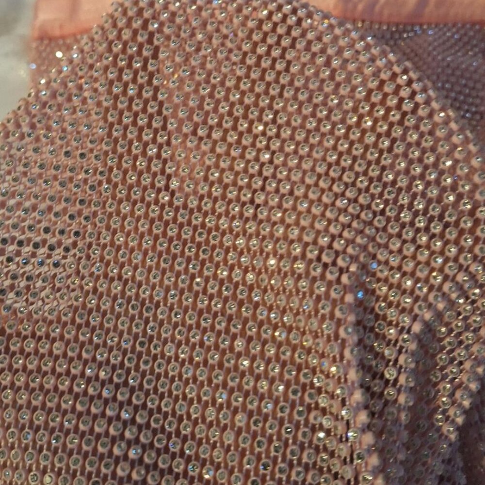Pink Rhinestone Mesh Skirt | Sparkly Rave Festival Clubwear | NWOT - Picture 2 of 3